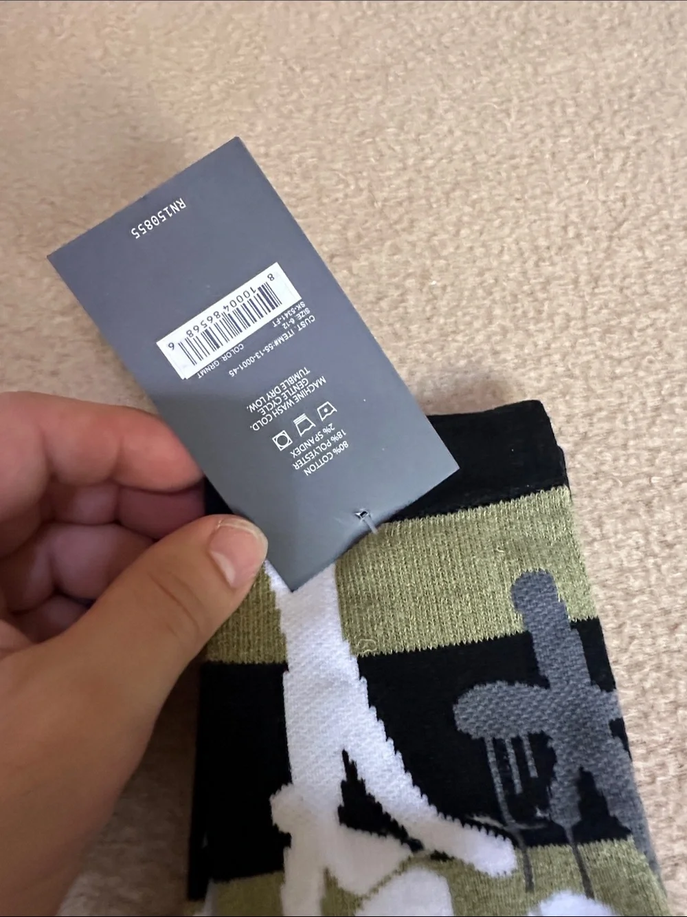 Fort Troff F*** Me Khaki Green and Black Graphic Socks
